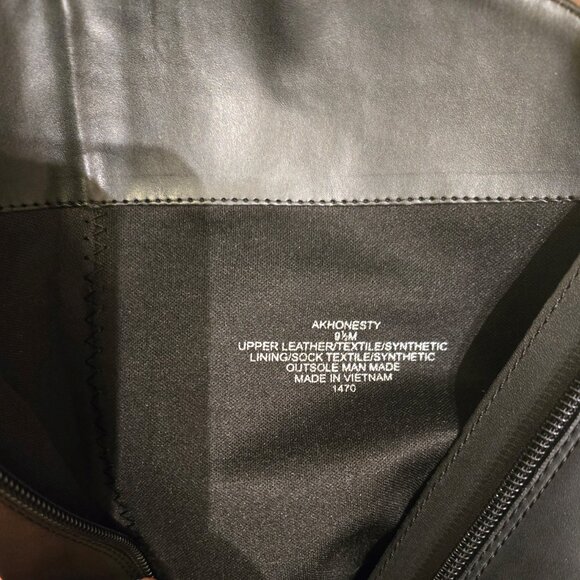 ANNE KLEIN "Honesty" Leather & Faux Leather Black Boots w/ Block Heel SIZE 9.5 - Picture 4 of 9